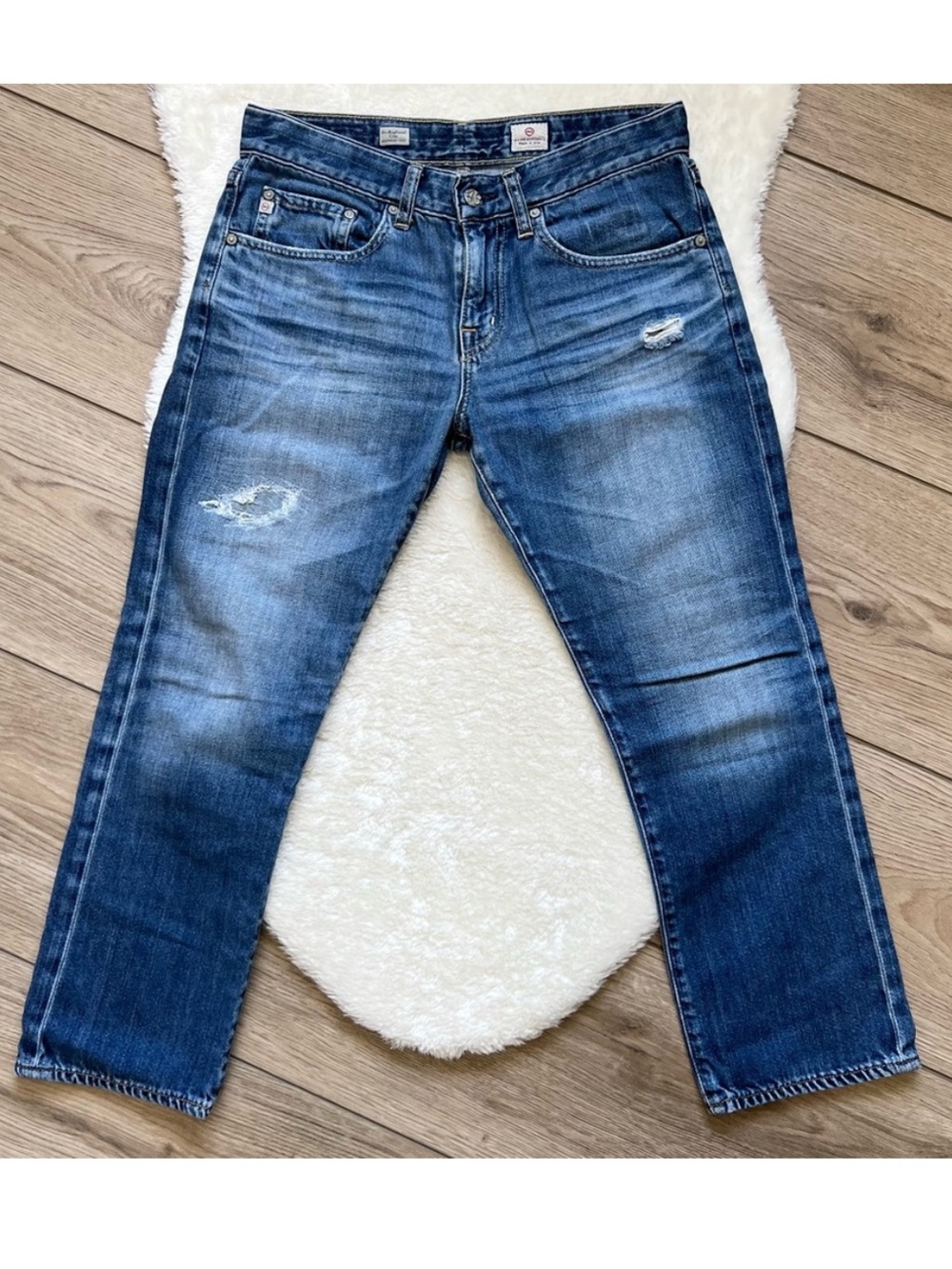 AG Adriano Goldschmied Ex Boyfriend Crop Blue Jeans